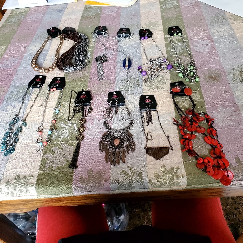 Paparazzi Necklace & Earring Costume Jewelry Big & Chunky Lot Of 12 Sets List 30